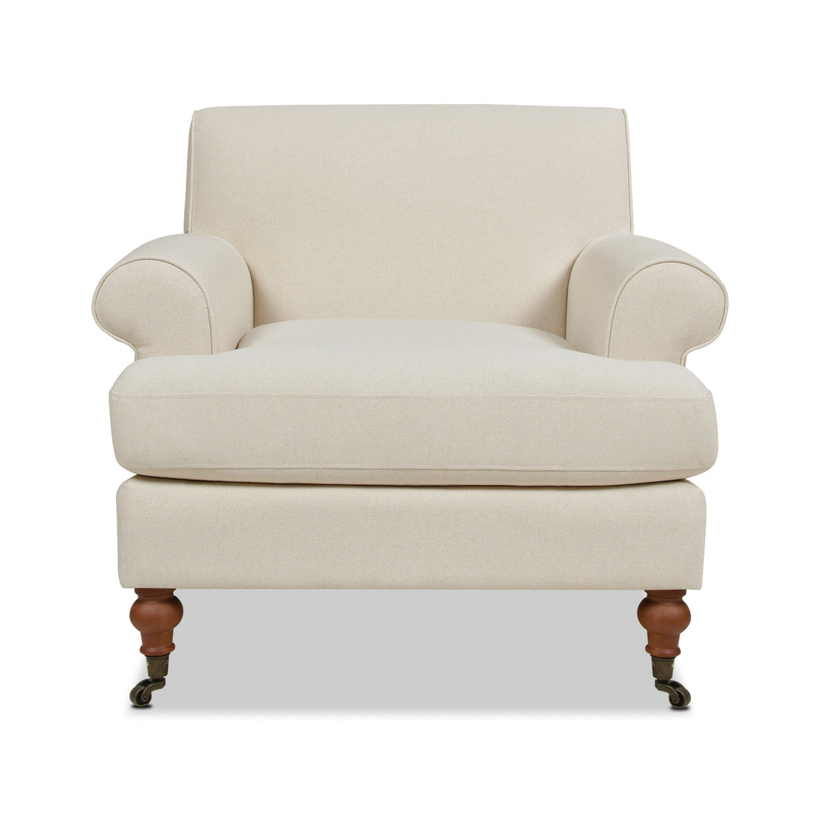 Alana 38" Lawson Accent Arm Chair Metal Casters, Light Beige Linen Beige Foam Linen