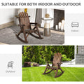 Outsunny Outdoor Wooden Rocking Chair, Single Person Adirondack Rocking Patio Chair With Rustic High Back, Slatted Seat And Backrest For Indoor, Backyard, Garden, Carbonized Brown Wood