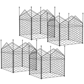 Outsunny Garden Chicken Wire Cloche, 12" X 14" Plant Protectors From Animals, 4 Pack Metal Crop Cages To Keep Animals Out, Black Black Steel