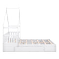 Wood Queen Size House Platform Bed With Guardrail And 2 Drawers, White Box Spring Not Required Queen White Wood Bedroom Bed Frame Solid Wood Mdf