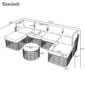 7 Pieces Outdoor Patio Furniture, All Weather Rattan Sectional Sofa Set With Thick Cushions And Pillows, Freely Combined Conversation Sets For Garden, Backyard, Balcony, Beige Yes Complete Patio Set Beige Seats 6 Garden & Outdoor Complete Patio Sets Foam