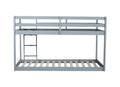 Solid Woodensolid Rubber Wooden Twin Over Twin Loft Bed With Ladder ,Upper And Bottom Bed Platforms Crafted With Strengthened Slats ,Grey Twin Grey Rubber Wood