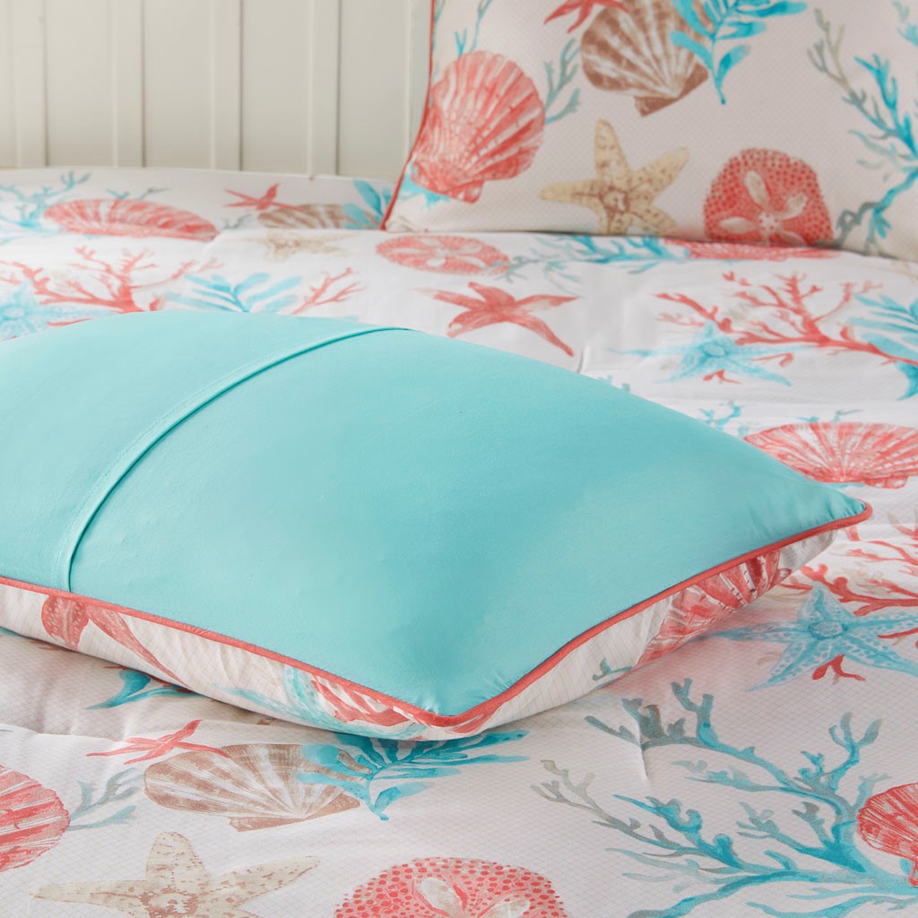 7 Piece Cotton Sateen Comforter Set Coral Queen Queen Coral Cotton