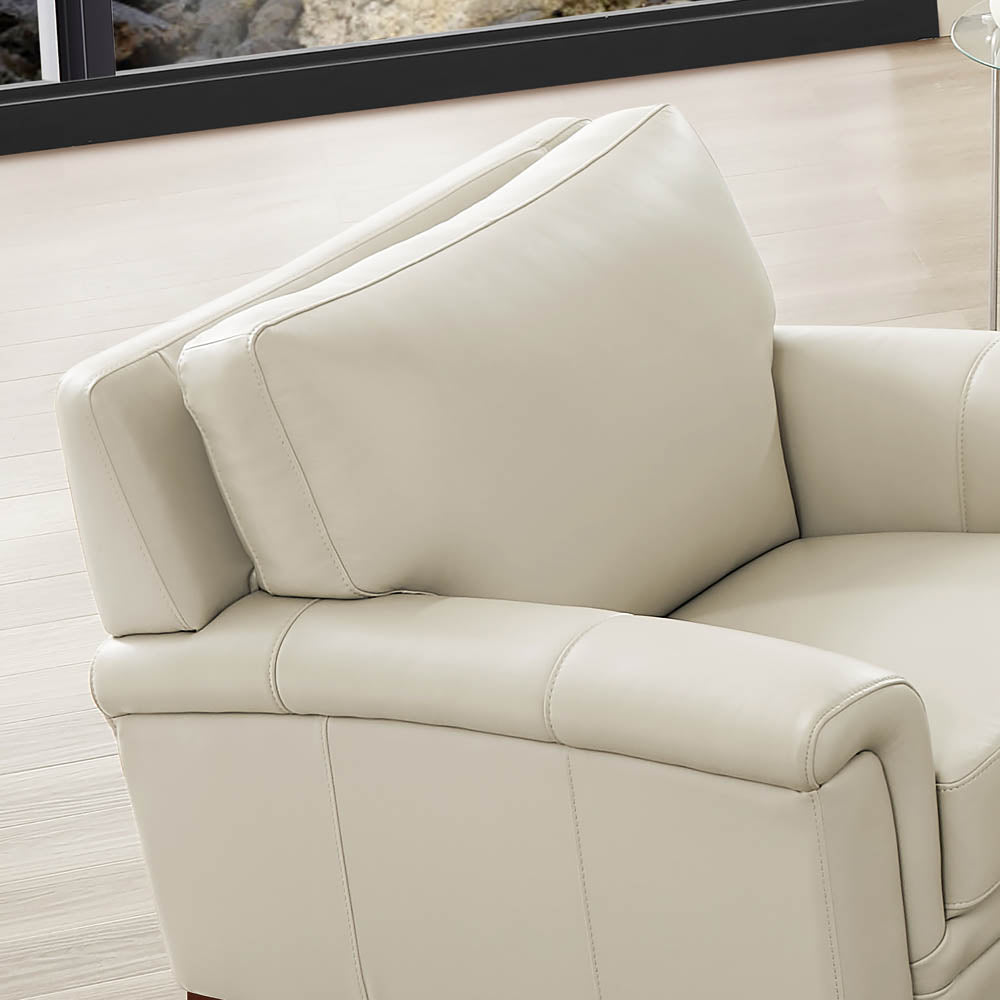Westcott Leather Chair Beige Memory Foam Genuine Leather