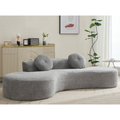 Arrived 105.5''Curved Sofa, Modern Minimalist Sofa, Cloud Couch Sofa 3 4 Seater Couch With 2 Pillows,Bedroom, No Assembly Required, Point Shaped Corduroy, Anti Wrinkle Gray Gray Polyester Primary Living Space Tight Back Soft Modern Foam Upholstered 3