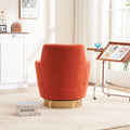 Teddy Swivel Barrel Chair, Swivel Accent Chairs Armchair For Living Room, Reading Chairs For Bedroom Comfy, Round Barrel Chairs With Gold Stainless Steel Base Orange Orange Primary Living Space