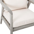 Outdoor Acacia Wood Patio Club Chair, Patio Furniture,Waterproof Thick Cushion Deep Seating For Porch, Garden, Backyard, Balcony, Weight Capacity 400Lbs, Light Gray Finish, Cream Cushion Yes Deep Seating Light Gray Garden & Outdoor Foam Acacia Wood