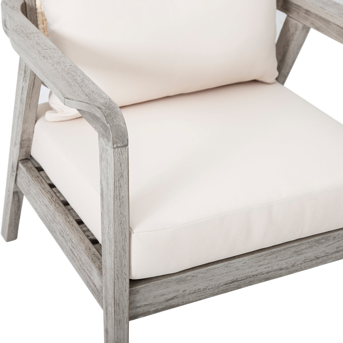 Outdoor Acacia Wood Patio Club Chair, Patio Furniture,Waterproof Thick Cushion Deep Seating For Porch, Garden, Backyard, Balcony, Weight Capacity 400Lbs, Light Gray Finish, Cream Cushion Yes Deep Seating Light Gray Garden & Outdoor Foam Acacia Wood