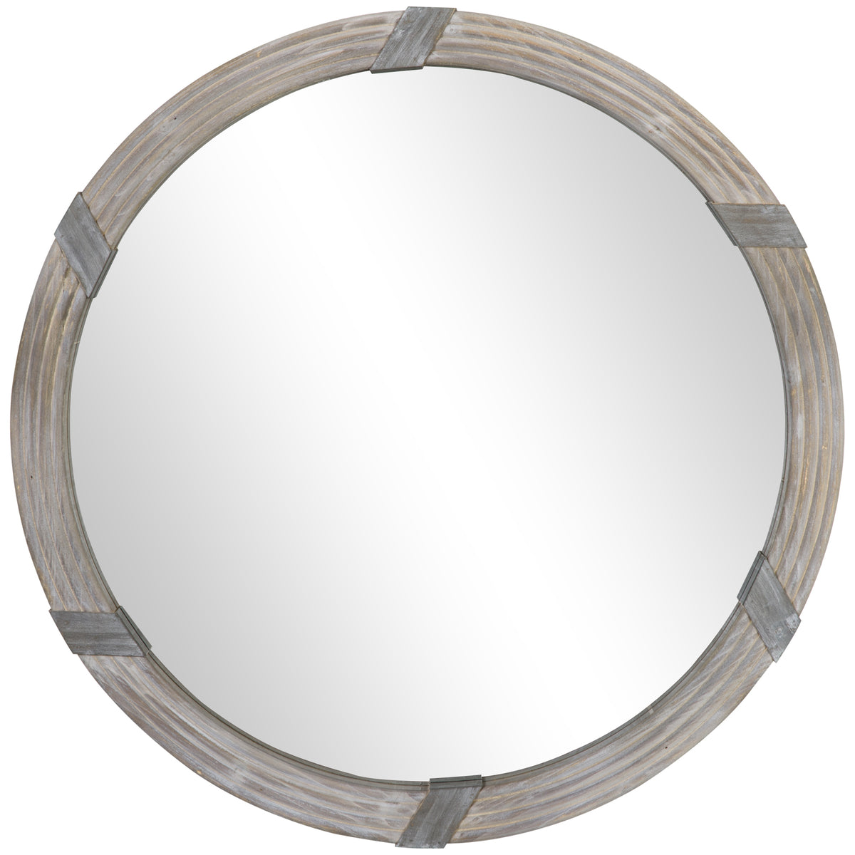 Homcom 30.75" Wood Wall Mirror, Farmhouse Decorative E Round Mirror For Wall Decor In Living Room, Bedroom, Natural Wood Color Natural Wood Mdf