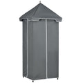 Outsunny Outdoor Towel Valet Caddy, Covered Poolside Towel Holder Rack, Shelf, Basket, Rolling Pe Rattan Wicker Storage On Wheels, Gray Gray Steel