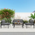 Aluminum Modern 4 Piece Sofa Seating Group For Patio Garden Outdoor Yes Complete Patio Set Black Mildew Resistant Frame Fade Resistant Cushion Garden & Outdoor Modern Complete Patio Sets Aluminium Aluminium