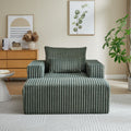 62.5 Inch Corduroy Sponge Sofa Lounge Chair With Removable Footrest,No Assembly Required,Fluffy Modern Sleeper Chair For Indoor Living Room Bedroom Army Green Foam Corduroy 1 Seat