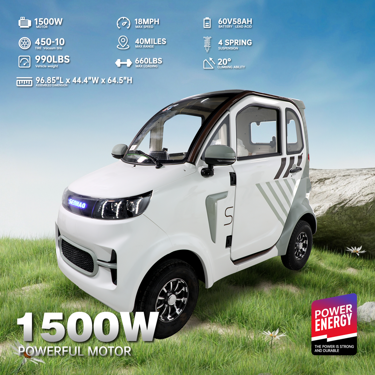 All Weather Protection: Fully Enclosed Design For Safer Travels White Abs Pc
