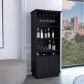 Dundee 70 Inch High 10 Glass Bar Cabinet With 5 Cubbies And 3 Open Shelves And Cabinet Black Primary Living Space Modern Shelves Included Particle Board
