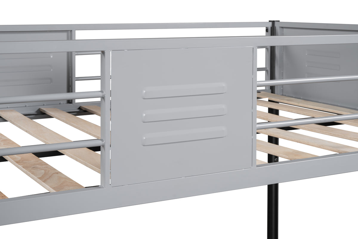Metal Twin Over Twin Bunk Bed With Vent Board Heavy Duty Sturdy Metal Noise Reduced Safety Guardrail Cpc Certified Twin Black Metal