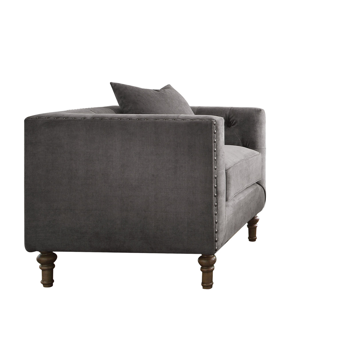 Grey Accent Chair With Pillow Grey Primary Living Space Mid Century Modern Wood Fabric