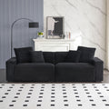 104.72 Inch 4 Seat Large Sofa With 4 Throw Pillows, Living Room Sofa In Black Corduroy Fabric Comfort Black Corduroy 3 Seat