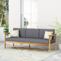Gavin 3 Seater Dark Grey Wood Fabric