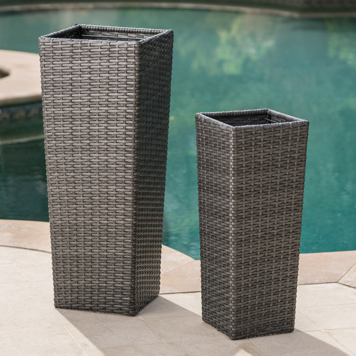 Rattan Flower Pot Grey Grey Rattan