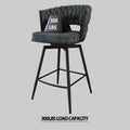 Bar Chair Suede Woven Bar Stool Set Of 2,Black Legs Barstools No Adjustable Kitchen Island Chairs,360 Swivel Bar Stools Upholstered Bar Chair Counter Stool Arm Chairs With Back Footrest, Blue Metal Blue Kitchen Dining Chairs Foam Technical Leather