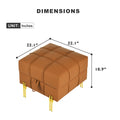 22 Inches Anti Scratch Leather Storage Ottoman, Pet Friendly Entryway Bench With Golden Stainless Steel Legs, Orange Orange Leather