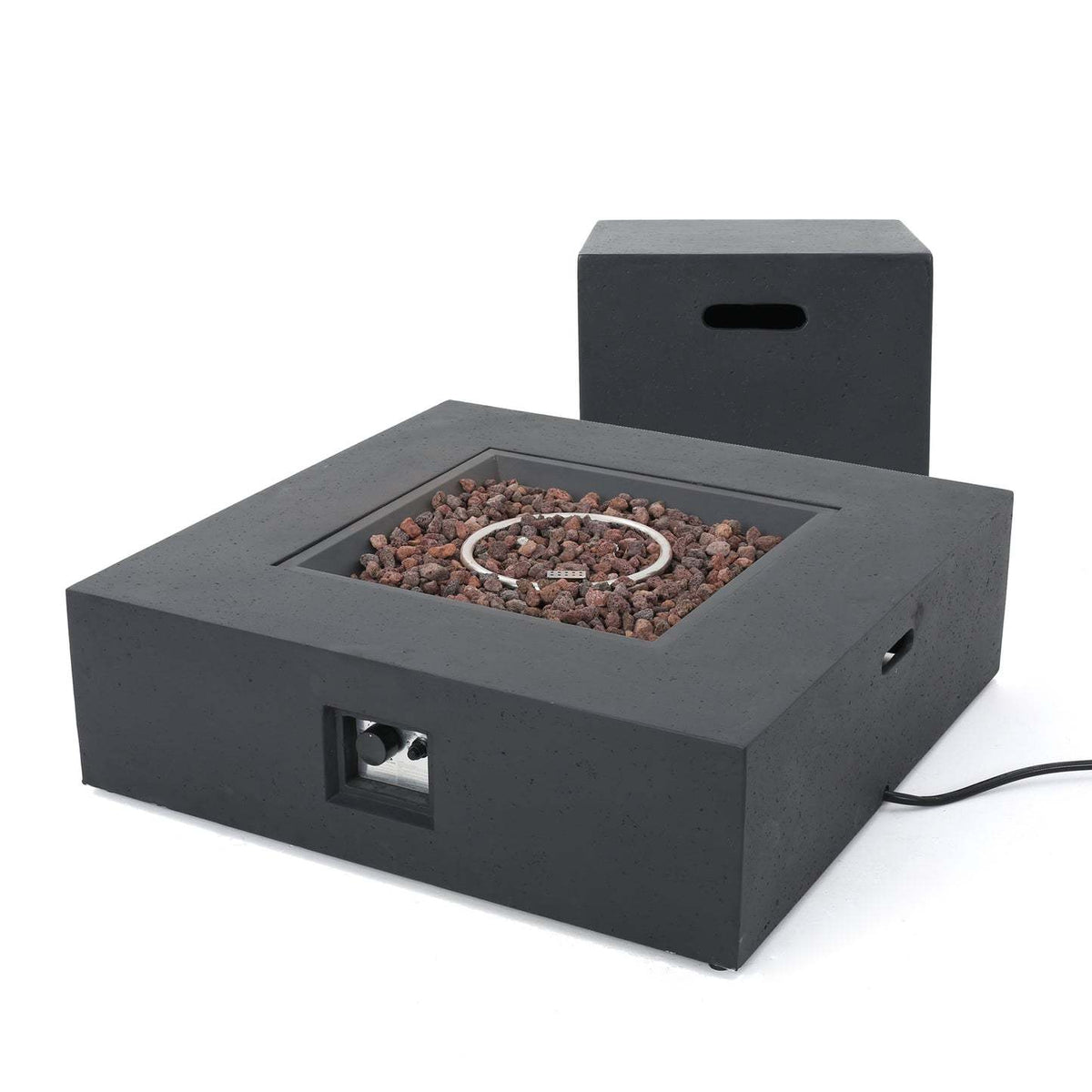 50000 Btu Outdoor Square Mgo Propane Fire Pit Table With Tank Holder Dark Gray Dark Gray Magnesium Oxide