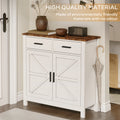 Kitchen Storage Cabinet, Modern Farmhouse Buffet Cabinet With Storage, Coffee Bar With 2 Drawers And 2 Doors, Floor Sideboard Buffet For Living Room, Dining Room, Bathroom, White White Particle Board