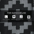 Outsunny Reversible Outdoor Rug, 9' X 12' Waterproof Plastic Straw Floor Mat, Portable Rv Camping Carpet With Carry Bag, Large Floor Mat For Backyard, Deck, Picnic, Beach, Black & Gray Geometric Multicolor Polypropylene