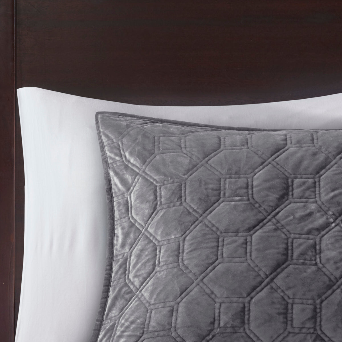 3 Piece Velvet Quilt Set Grey King Cal King King Grey Cotton