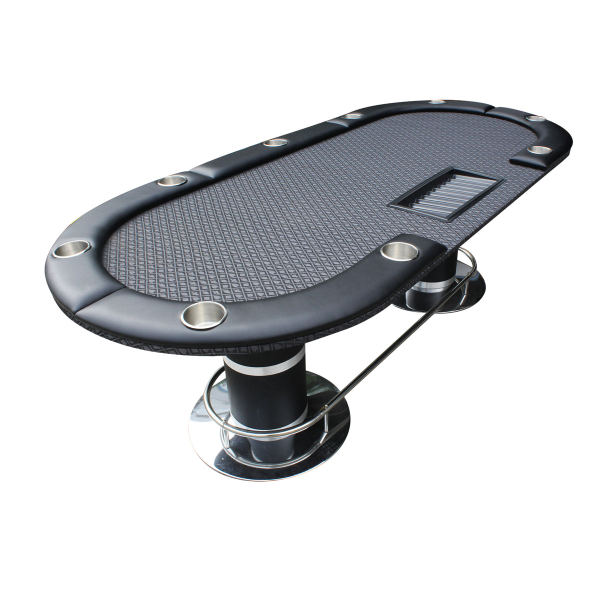 95 Inches Poker Table Model 18755 Black With Cup Holders And Chips Tray Black Primary Living Space Modern Plastic,Wood