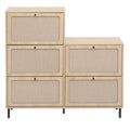 Rattan 5 Door Shoe Rack, Freestanding Modern Shoe Storage Cabinet, For Entryway Natural Mdf