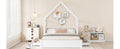 Wood Queen Size House Platform Bed With Guardrail And 2 Drawers, White Box Spring Not Required Queen White Wood Bedroom Bed Frame Solid Wood Mdf