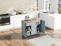 K&K Kitchen Island With Foldable Counter Top, Kitchen Storage Cart With Slide Out Shelf, Towel Rack And Drawer, Rolling Kitchen Cart On Wheels, For Kitchen, Living Room, Dining Room, Grey Blue Grey Blue Brown Kitchen Classic,Farmhouse,Luxury,Modern
