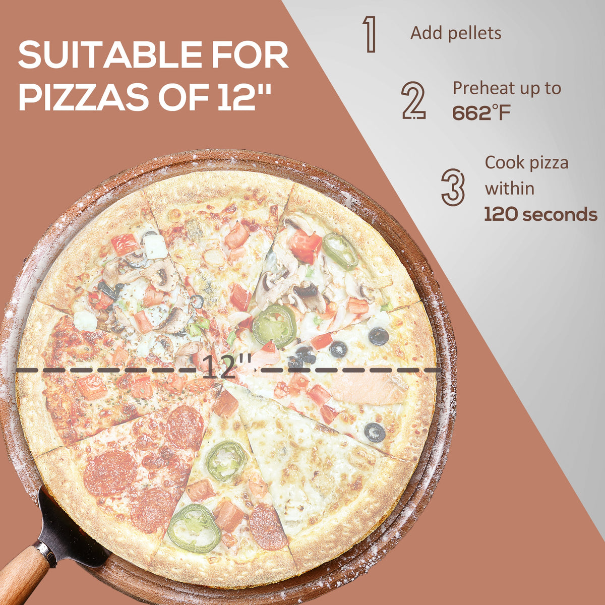 Outsunny Outdoor Pizza Oven With 12" Rotating Stone, Peel And Cover, Portable Pellet Wood Fired Pizza Maker With Foldable Legs, Stainless Steel Pizza Grill For Outside, Backyard, Outdoor Kitchen Black Steel