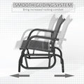 Outsunny Porch Glider Set Of 2, Metal Frame Swing Glider Chairs Withmesh Fabric, Curved Armrests And Steel Frame For Garden, Poolside, Backyard, Balcony, Black Black Steel