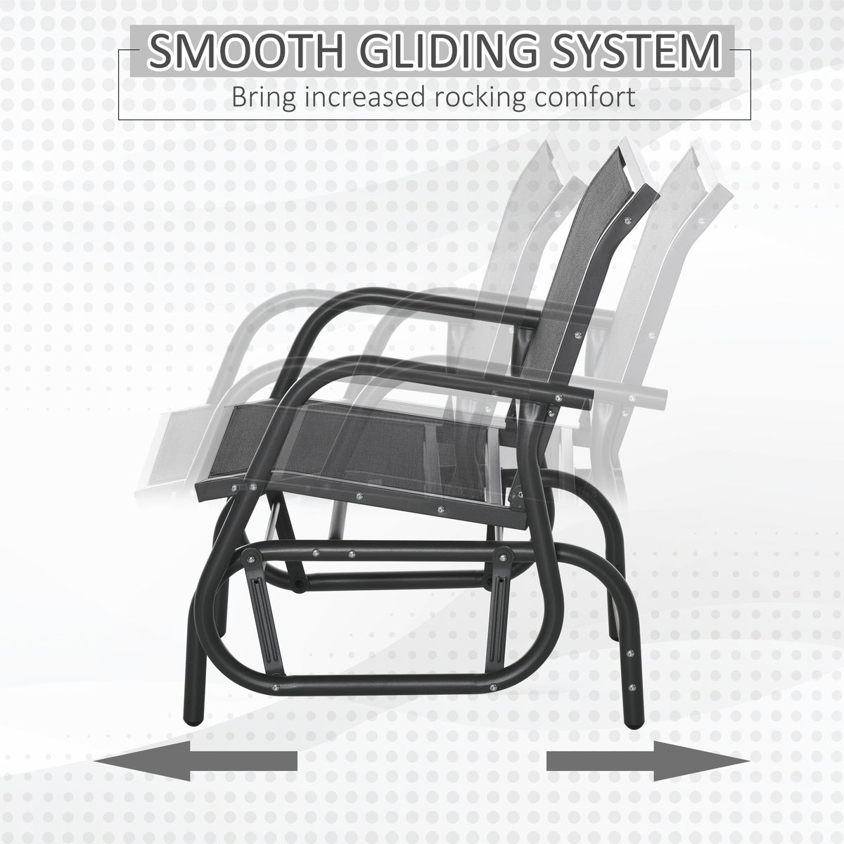 Outsunny Porch Glider Set Of 2, Metal Frame Swing Glider Chairs Withmesh Fabric, Curved Armrests And Steel Frame For Garden, Poolside, Backyard, Balcony, Black Black Steel