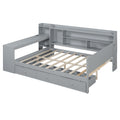 Full Size Wooden Daybed With 3 Drawers, Usb Ports And Deskgray Full Gray Wood