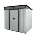 6Ft X 5Ft Outdoor Metal Storage Shed With Lockable Sliding Doors And Transparent Plate For Garden, Lawn White And Black White Black Iron