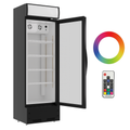 Refrigeration Glass 1 Door Upright Display Beverage Cooler Merchandiser With Led Lighting, 16.5 Cubic Ft., Etl Approved, Black Black Steel