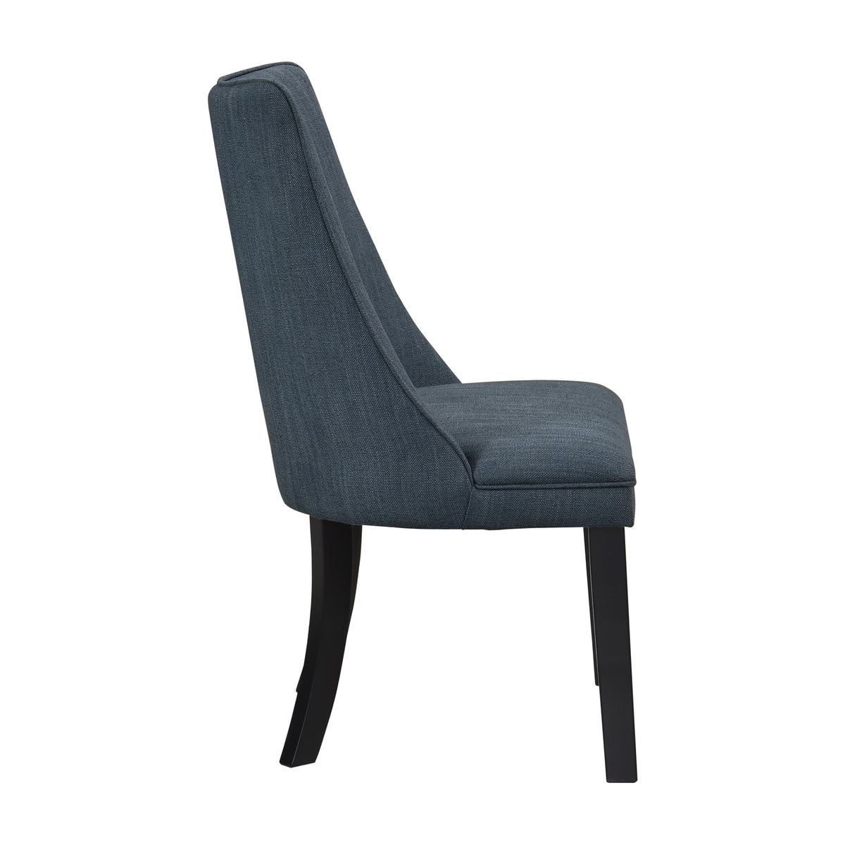 Blue Textured Fabric Upholstered Side Chairs Set Of 2, Dark Walnut Finish Wooden Legs Modern Dining Kitchen Furniture Blue Gray Dining Room Modern Side Chair Wood