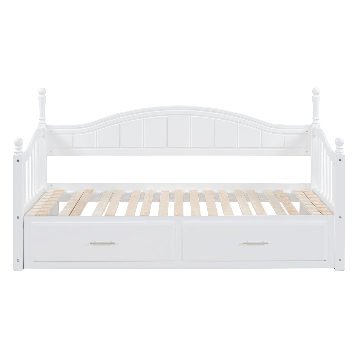 Wooden Twin Size Daybed With Twin Size Trundle, Extendable Daybed With Two Storage Drawers,White Expected Arrival Time:9.12 Twin White Wood