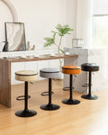 Round Storage Bar Stool Set Of 2, Black Faux Leather Height Adjustable Barstool, 360 Counter Height Swivel Stool, Armless Bar Chair With Metal Frame For Kitchen Counter Dining Living Room Black Set Of 2 Foam Pu Leather