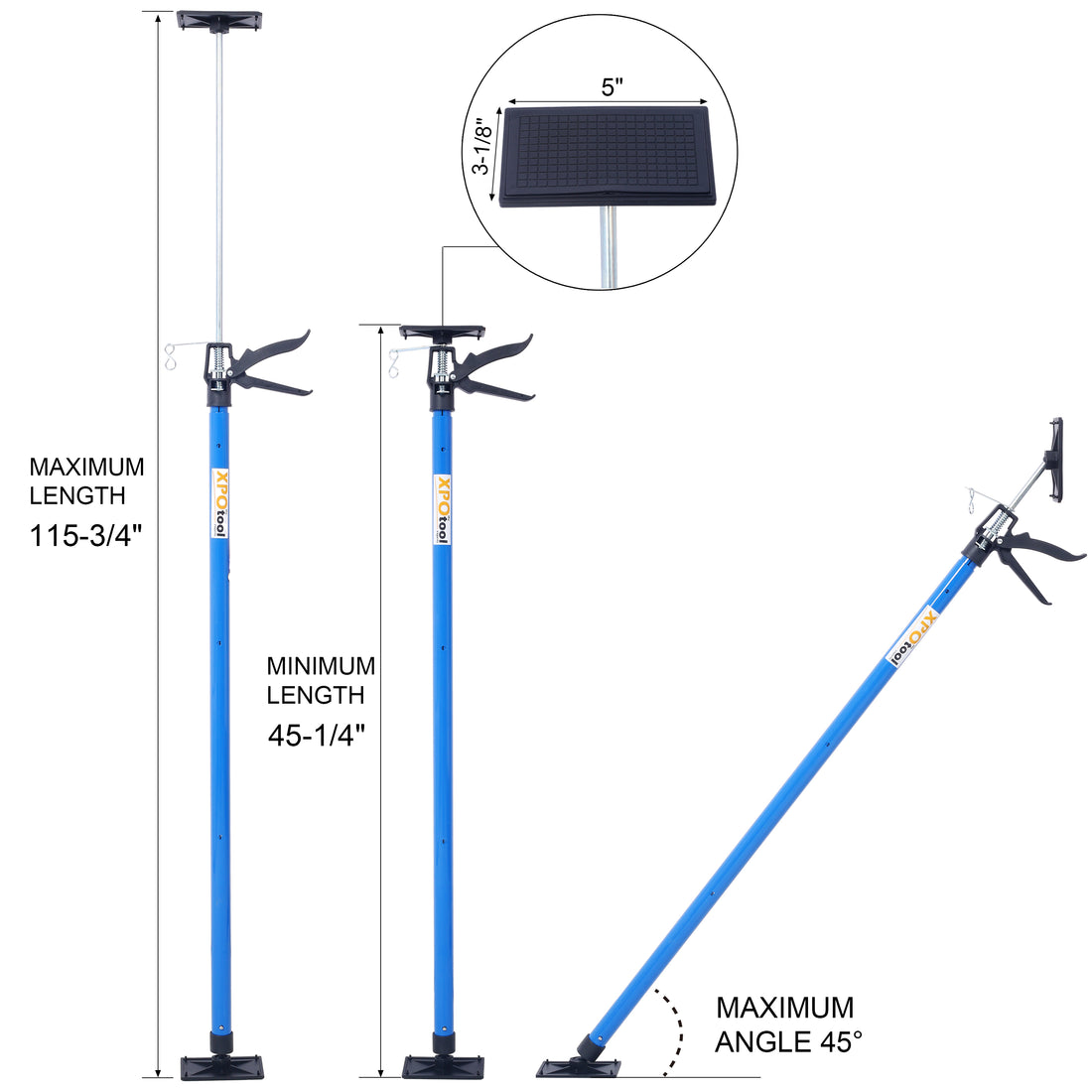 2Pack Adjustable Support Pole,Steel 3Rd Hand Support System,Support Rod For Jacks Cargo Bars Drywalls,Cabinet Jacks For Installing Cabinets,Extends From 45 To 114 Inch ,With Carrry Bag Black Blue Steel