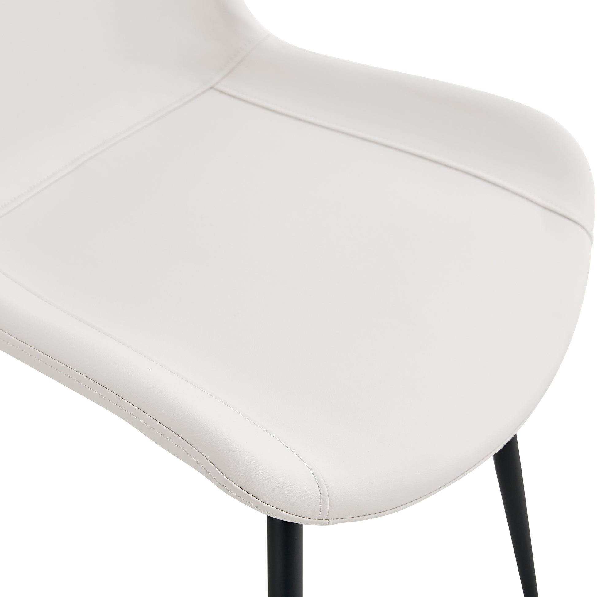 Table And Chair Set, Textured Top In Vintage Wood Color, Black Metal Legs. Dining Chair With White Faux Leather Backrest Cushion With Black Metal Legs. Wood Seats 8 Mdf Metal