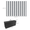 Outsunny Reversible Outdoor Rug, 9' X 12' Waterproof Plastic Straw Floor Mat, Portable Rv Camping Carpet With Carry Bag, Large Floor Mat For Backyard, Deck, Picnic, Beach, Gray & White Striped Multicolor Polypropylene