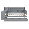 Full Size Wooden Daybed With 3 Drawers, Usb Ports And Deskgray Full Gray Wood