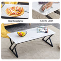 A Modern Minimalist Style White Marble Patterned Coffee Table With Black Metal Legs. Computer Desk. Game Table. Tea Table. Ct Xx White Black Sintered Stone