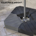 Outsunny 4 Piece Patio Cantilever Umbrella Base Weight Set, Outdoor Offset Umbrella Weights For Umbrella Stand, 132 Lb. Capacity Water Or 176 Lb. Capacity Sand, Black Black Hdpe