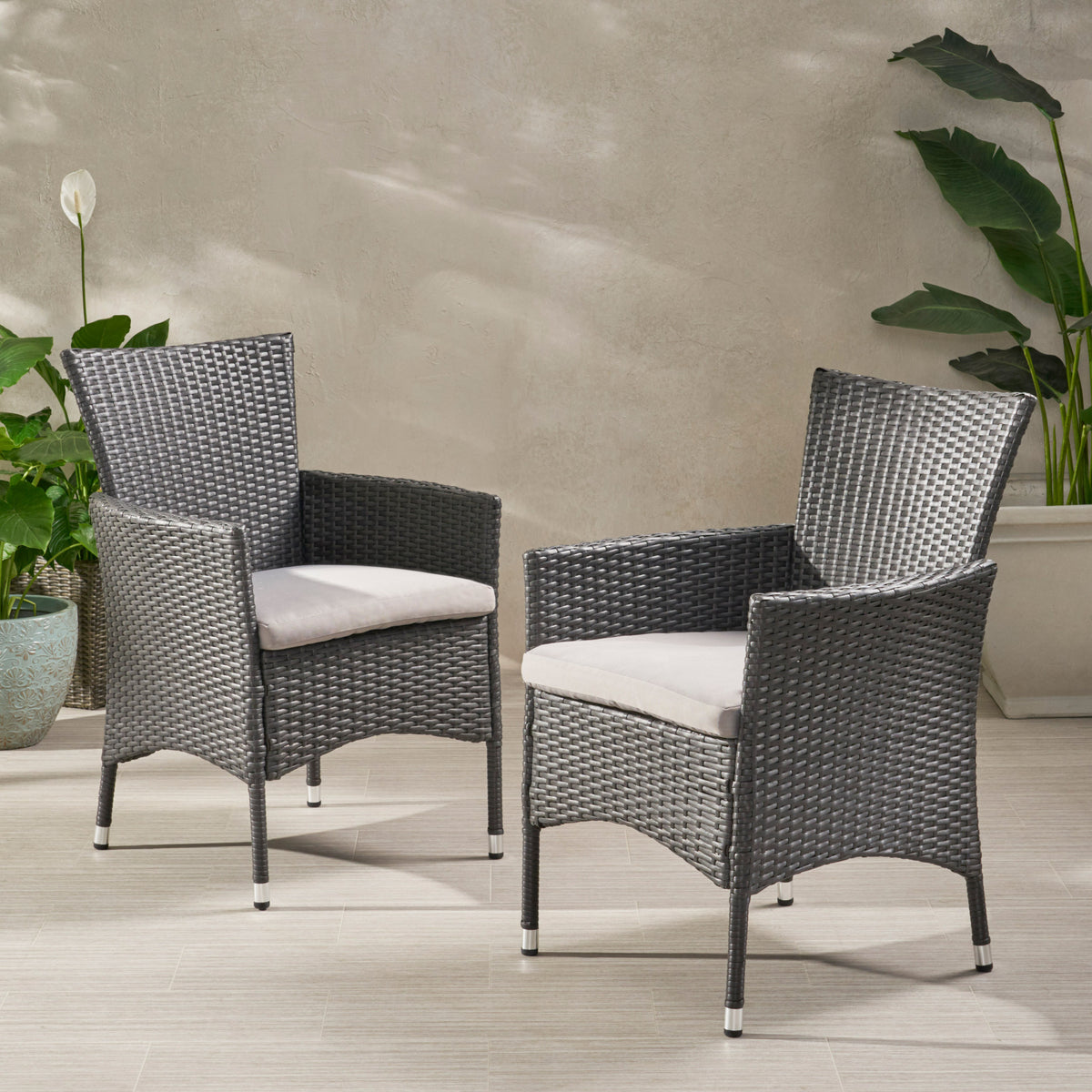 Malta Dining Chair Set Of 2 Grey Wicker