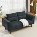 Convertible Futon Sofa Bed, Comfy Loveseat Sleeper Sofa With Adjustable Armrest, Strengthen Wood, Thick Padded Cushion, Small 2 Seater Couch For Living Room, Bedroom, Black Black Foam 2 Seat